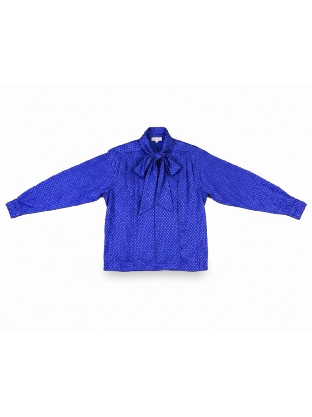 Vintage Evan-Picone Womens Blue Long Sleeve Tie Neck Blouse Size 8